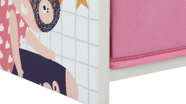 Libreria Per Bambini Relaxdays - 3 Scomparti E 2 Box, Motivo Supereroina, 80x63x30 Cm, Multicolore