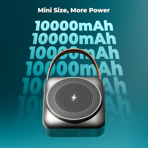 Image of Zebronics 10000Mah MagSafe Compatible Powerbank, 15W Wireless Charge, 22.5W Rapid Charging, Dual Output (Type-C PD & USB), Built-in Protection, Carry Loop, for iPhone & Android (EnergiSafe 10R3)