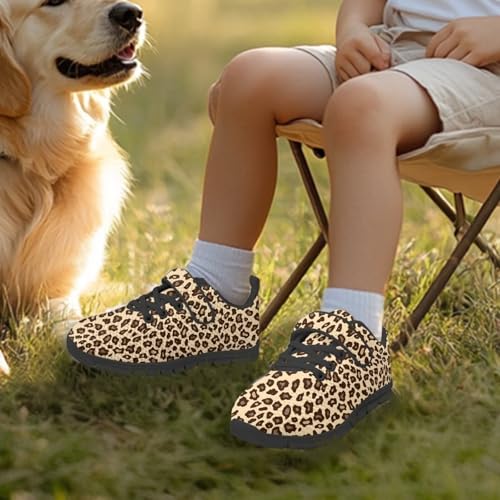 Kids Sneakers for Boys Girls Running Tennis Shoes Lightweight Breathable Sport Athletic Leopard Pattern3