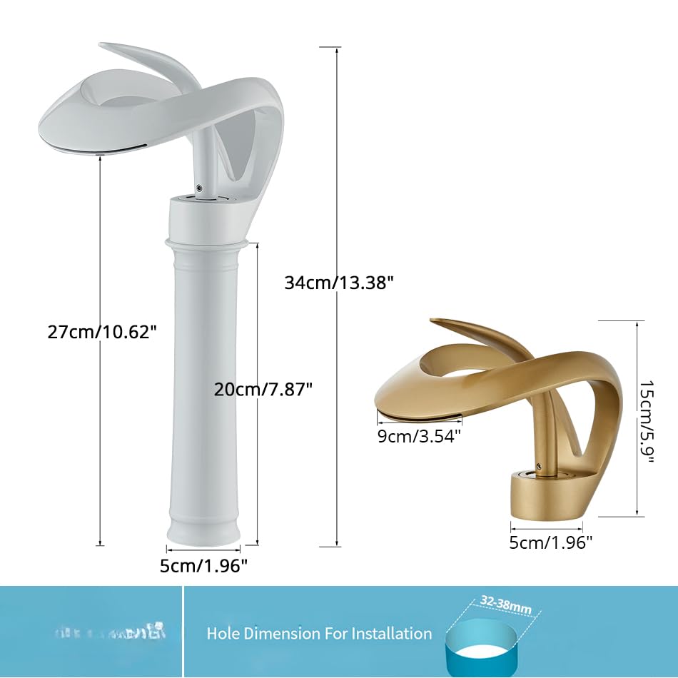 Robinet de lavabo cascade anti-eclaboussures en laiton robuste pour vanite - 2