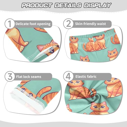 Orange Cat Cute Girls Leggings Athletic Pants Tights Stretch Bottom3