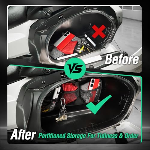 Organizador para tapa de maletero lateral con 3 bolsillos de malla de gran capacidad y 2 bolsas de almacenamiento desmontables, compatible con Can-Am Spyder F3-L/F3-T (2016-2025) miniatura 2