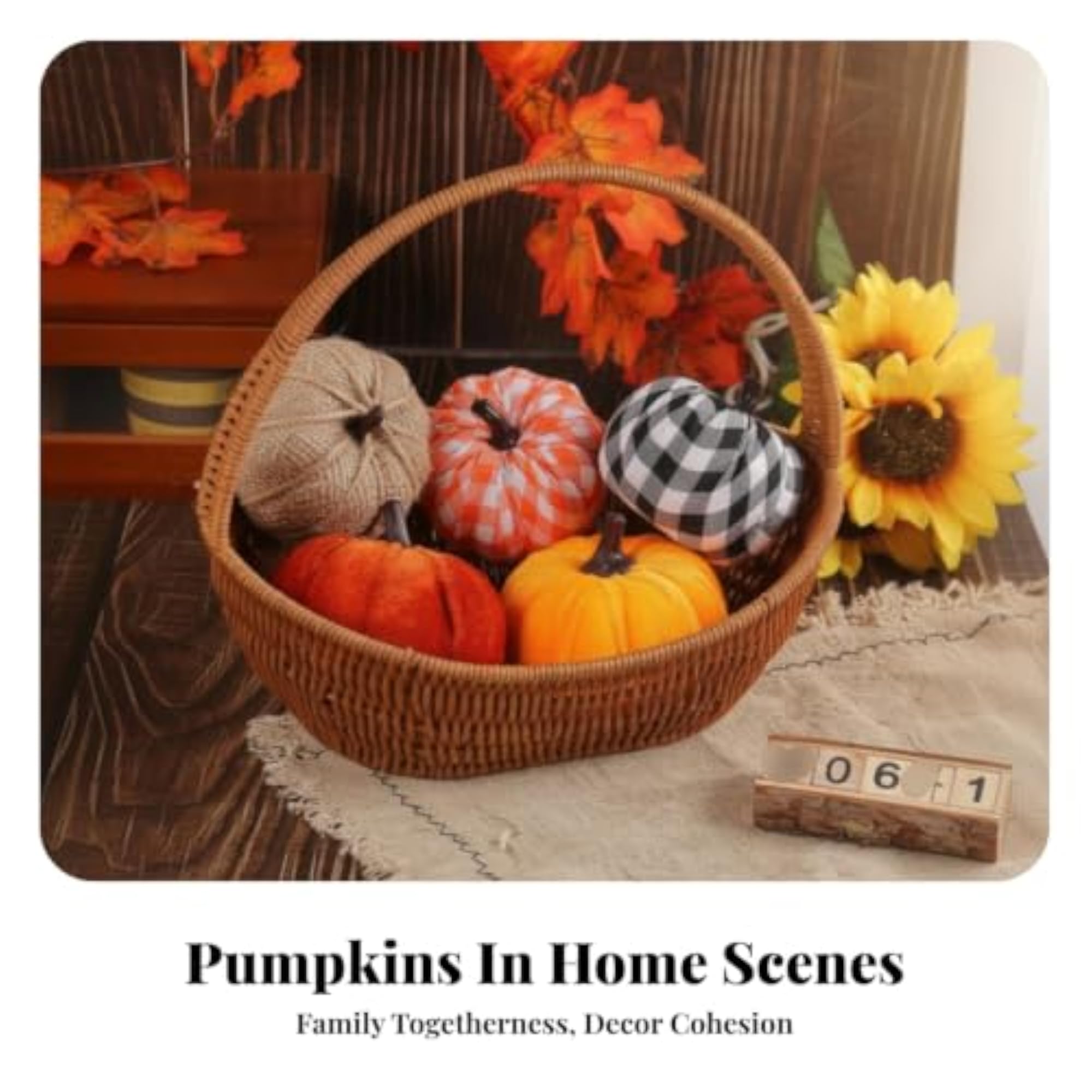 5 Pieces Textured Rustic Pumpkin Ornaments