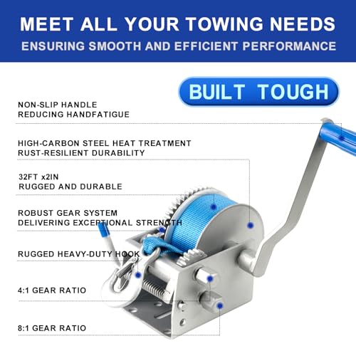 image for cygrd Heavy Duty Boat Winch, 4500 lbs Capacity, All Steel Construction