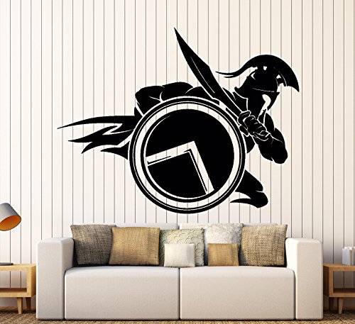 WallStickers4ever Wall Vinyl Decal Spartan Warrior with Shield and Sword Sparta Home Interior z4060 Orange