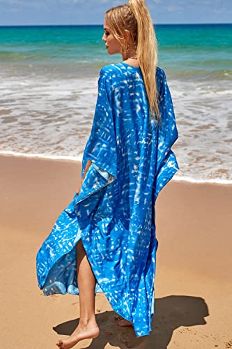 CHERRY CAT Swimsuit Cover up Kaftan Dresses Caftans Women's Plus Size Stripe Print Vneck Loose Soft Kaftan4