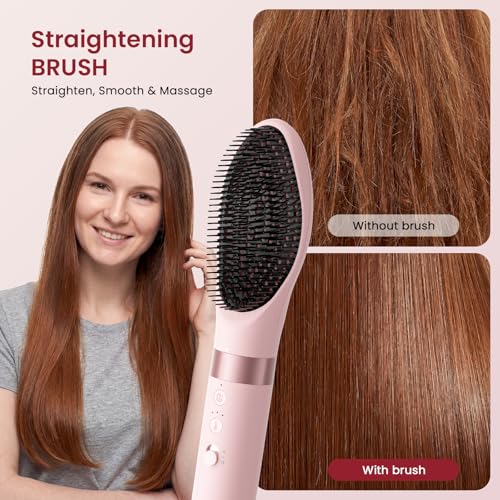 Image of MESCOMB 6 in 1 Hot Air Styler Wrap, Professional Hair Styler with Thermal Round Brush for Blowouts, Fast Drying for Blow Dry, Curling, Volumizing, Straightening, Salon Results in Minutes (Light Pink)