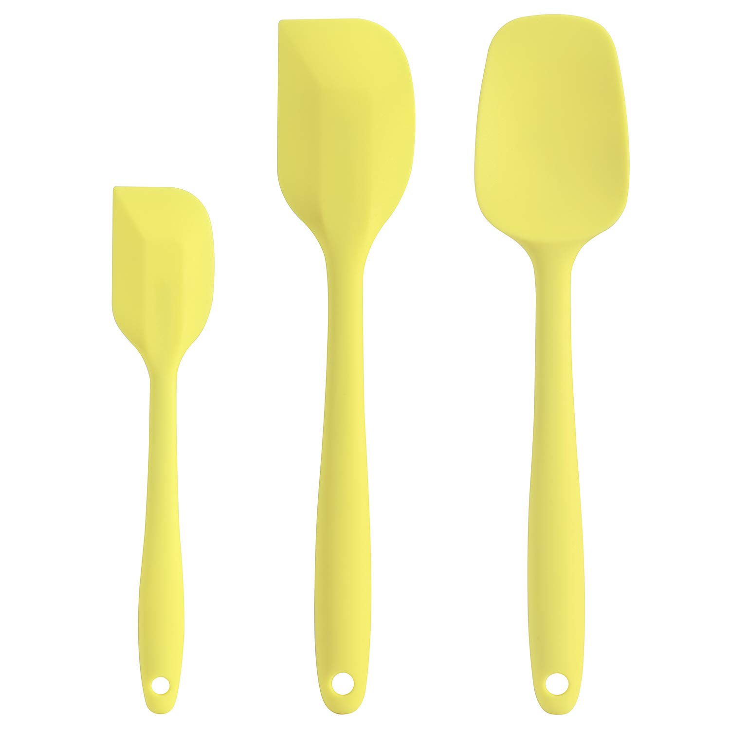 Juego de espátulas de silicona, espátula de goma, cuchara y espátulas resistentes al calor, silicona antiadherente de grado profesional con núcleo de acero (amarillo macarrón)
