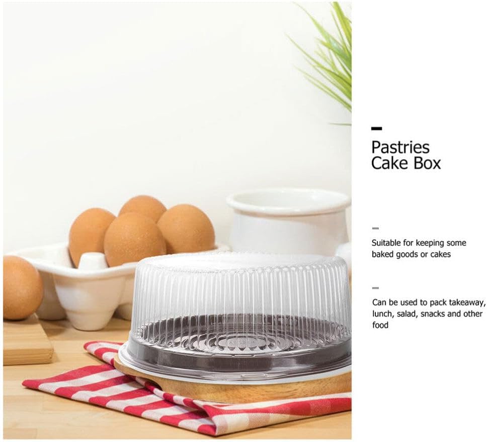 Hemoton Cupcake Containers Bread Container 25 pcs Plastic Cake Container with Clear Lids Round Carrier Boxes Containers Cup Desk Pets, 9.44x9.44x3.14 inch