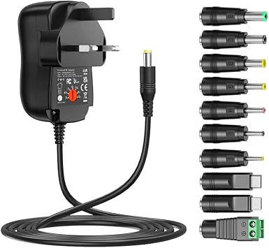 Zolt 36W Universal Adapter AC DC 3V 4.5V 5V 6V 7.5V 9V 12V with USB-C Plug