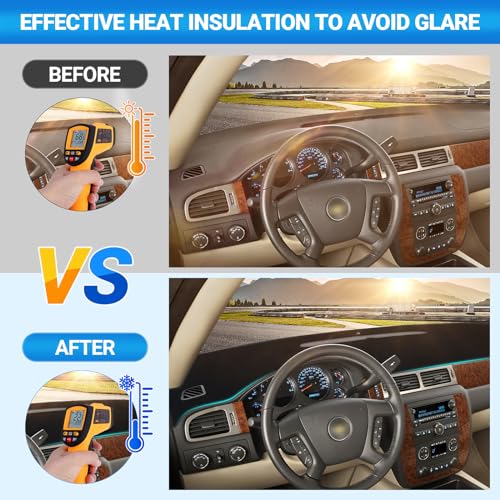 SHINEHOME Dashboard Cover Dash Mat Compatible with GMC Sierra Chevy Silverado 2007-2013 Dash Covers - Models with Two Glove Boxes