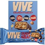 Vive Vegan Hazelnut Protein Bar – High Protein Chocolate Coated, Plant-Based, Dairy-Free Snack - Pack of 12