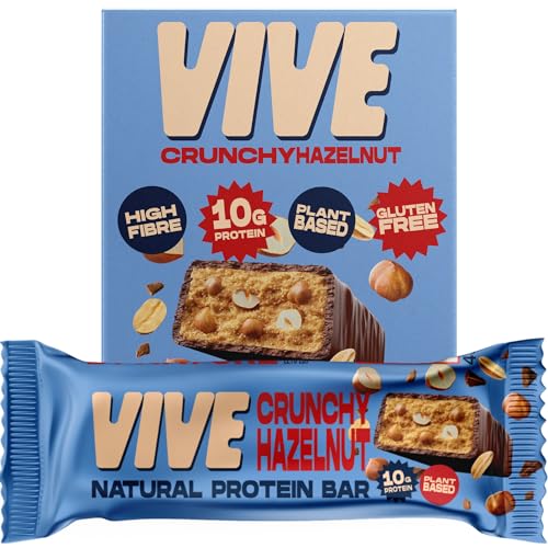 Vive Vegan Hazelnut Protein Bar – High Protein Chocolate Coated, Plant-Based, Dairy-Free Snack - Pack of 12