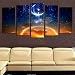 LWJPD Cuadro en Lienzo Hermosa Luna Cielo Paisaje Lienzo Pintura 5 Piezas...