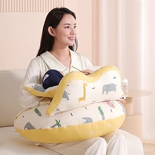 TEALP Nursing Pillow Breastfeeding Pillow with a Detachable Headrest Baby Head Support 100% Cotton Pillowcase Removable,Animal Print