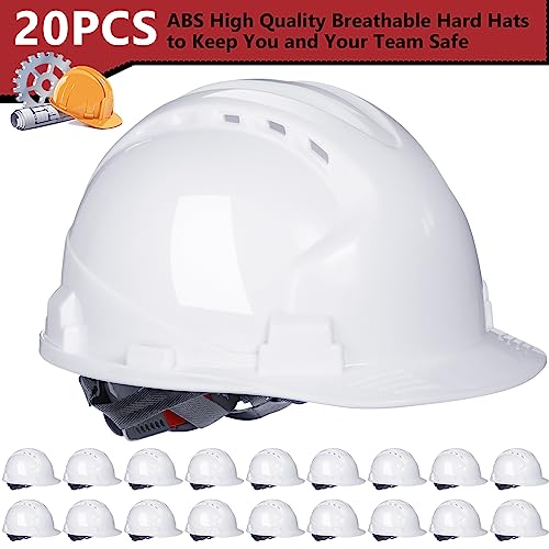 Image of Leumoi 20 Pack Hard Hat Bulk 4-Point ABS Safety Helmets Adjustable