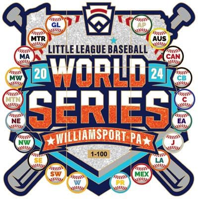 Wilson Trophy 2024 Little League World Series Pin Set - Collectible 2024 Williamsport Pennsylvania Little League World Series 9 Piece Set