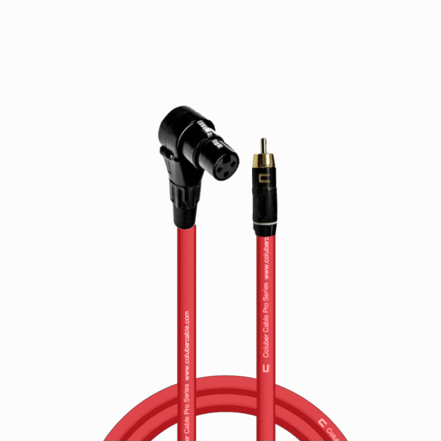COLUBER CABLE Right Angle XLR Female to RCA Male - 10 Feet - Red - Pro 3-Pin Microphone Connector for Powered Speakers, Audio Interface or Mixer for Live Performance & Recording