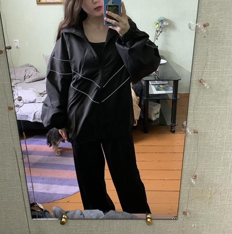 Pbkabiug Varsity Jacket Men Hip Hop Reflective Striped Bomber Jackets Vintage Women Windbreak Streetwear Lightweight Jackets2