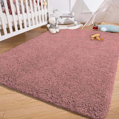 Image of LUXE HOME INTERNATIONAL Microfibre Carpet Super Soft Anti Slip Vegas Rectangular Rugs for Bedroom,Livingroom(Fuscia,3X5 Feet),Pink