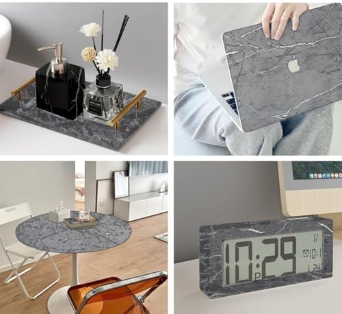 Image of Kitchen Cabinets Marble Wallpaper Roll for Home & Kitchen Decor - Oil Proof Waterproof Self Adhesive Wall Paper Sticker for Floor Tiles, Countertop, Cupboard, Drawer (60 * 200 cm) (Grey, 1)