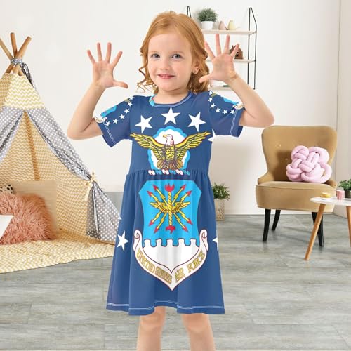 Toddler Girls Dresses US Air Force Flag Beach Shirt Dress 2t Short Sleeve Little Girl4