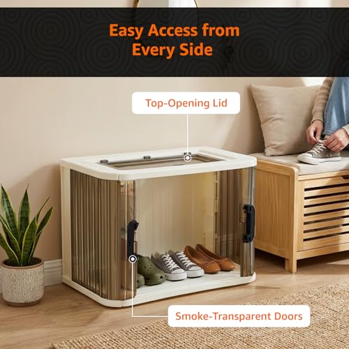 Image of Amazon Basics Plastic Organizer Unit with Dual Front Doors, Multi-Purpose Organizer for Home, Kitchen & Kids Room, Durable & Lightweight (Medium Size, 1 pic)