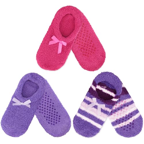 Image of BambooMN Women's Soft Fuzzy Cozy Footies Travel Home Non-Slip