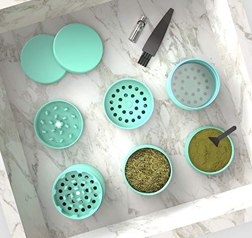 Keramische grinder crusher hechtvrij | 4-delig | Nano keramiek gecoate kruidenmolen | Ø 63 mm | incl. draagtas… - Image 6