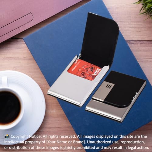 Image of Luxurious Unisex Pocket Card Holder Design 15-20 Business Card and 5-8 Card Debit Credit Ultrathin Stainless Steel 9.5 X 6.5 x 1.2 cm Size RFID Blocking Corporate Gift for Employee (Black-PTI)