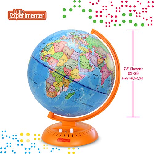 Image of Little Experimenter 3-in-1 Light Up Globe for Kids, 8 inch Illuminated Star Map World Globes & Built-in Night Lamp Projector, Learning & Educational STEM Toys, Gifts for Kids Ages 8 9 10 11+ Years Old