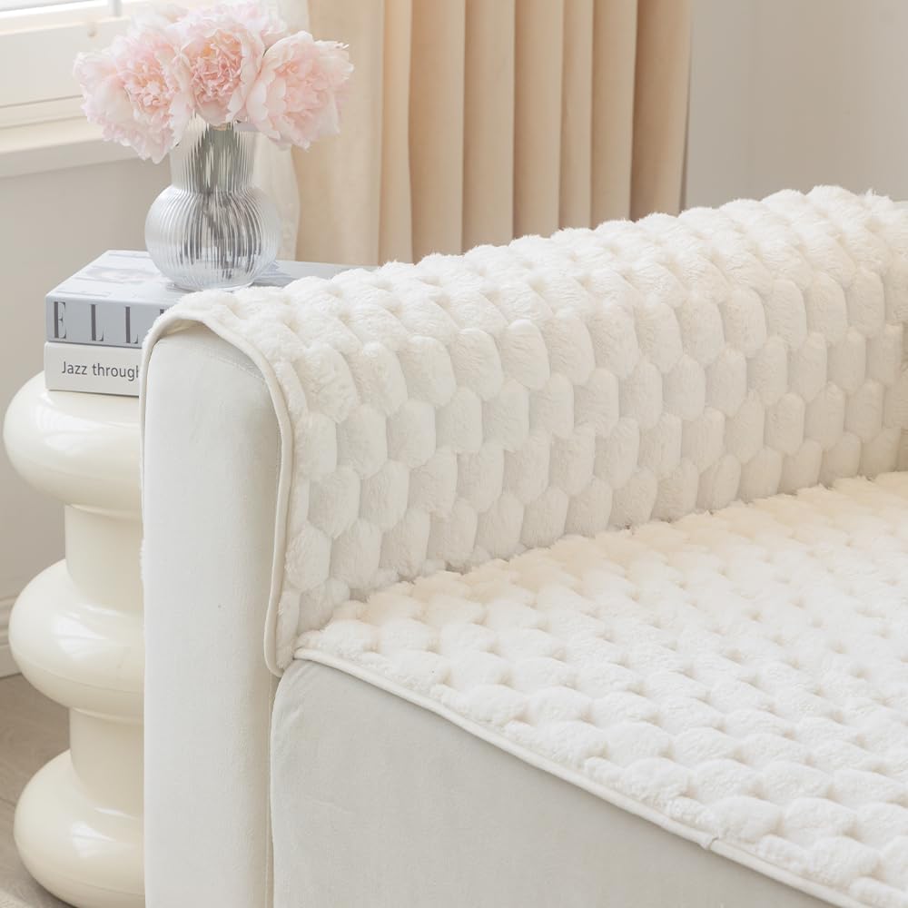 Couch Cover for Dogs Washable, Waterproof Couch Covers for 3 Cushion Couch Sofa Pet Friendly, Soft and Anti Slip (White, 1pc/28"x 28"/Armrest or Backrest Cover) White 1pc/28"x 28"/Armrest or Backrest Cover