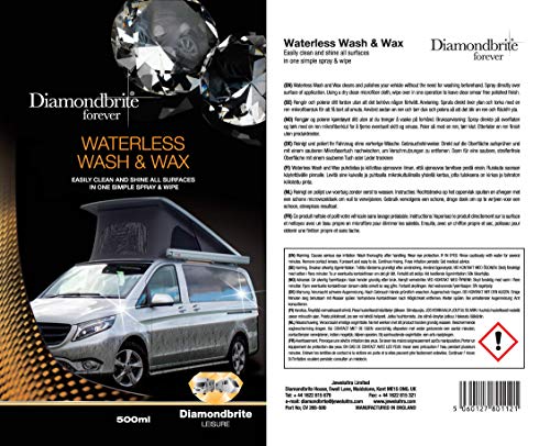Diamondbrite Leisure Waterless Wash and Wax Trigger Spray - Reinigt Autos, Wohnwagen, Wohnmobile und Boote Reinigungsprodukt - 500ml Flasche - Cv-265-500