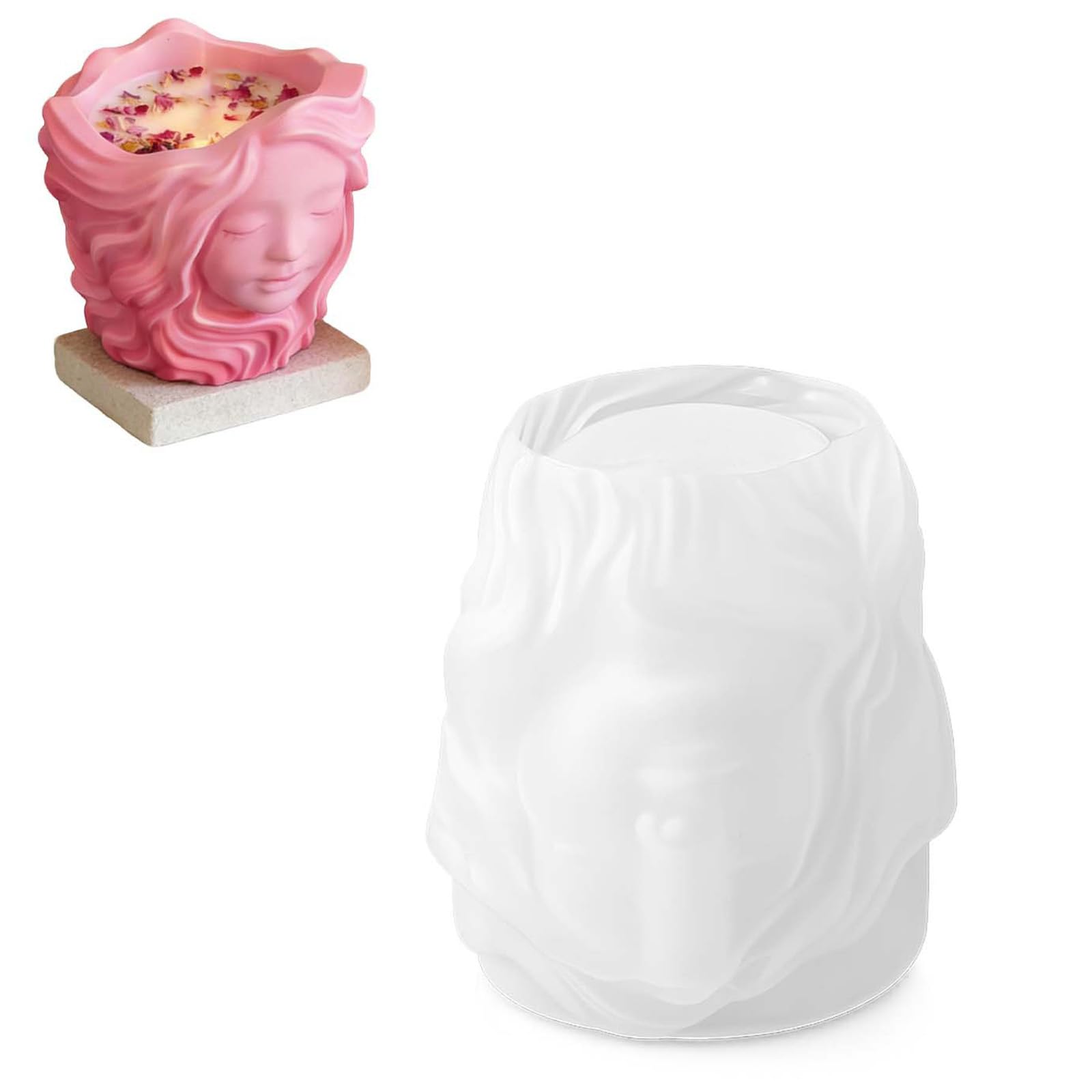 LUCKGONI Silicone Candle Mould Long Hair Girl Planter Designs For Art And Plasters Craft Home Decoration Project