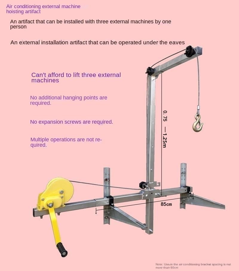 icVantA Air Conditioning Outdoor Unit Installation Manual Winch + Bracket, Lift Tool for High-Altitude Disassembly (Size : 1-3HP Split+30m Winch) (3HP Folding Side+20m Winch)