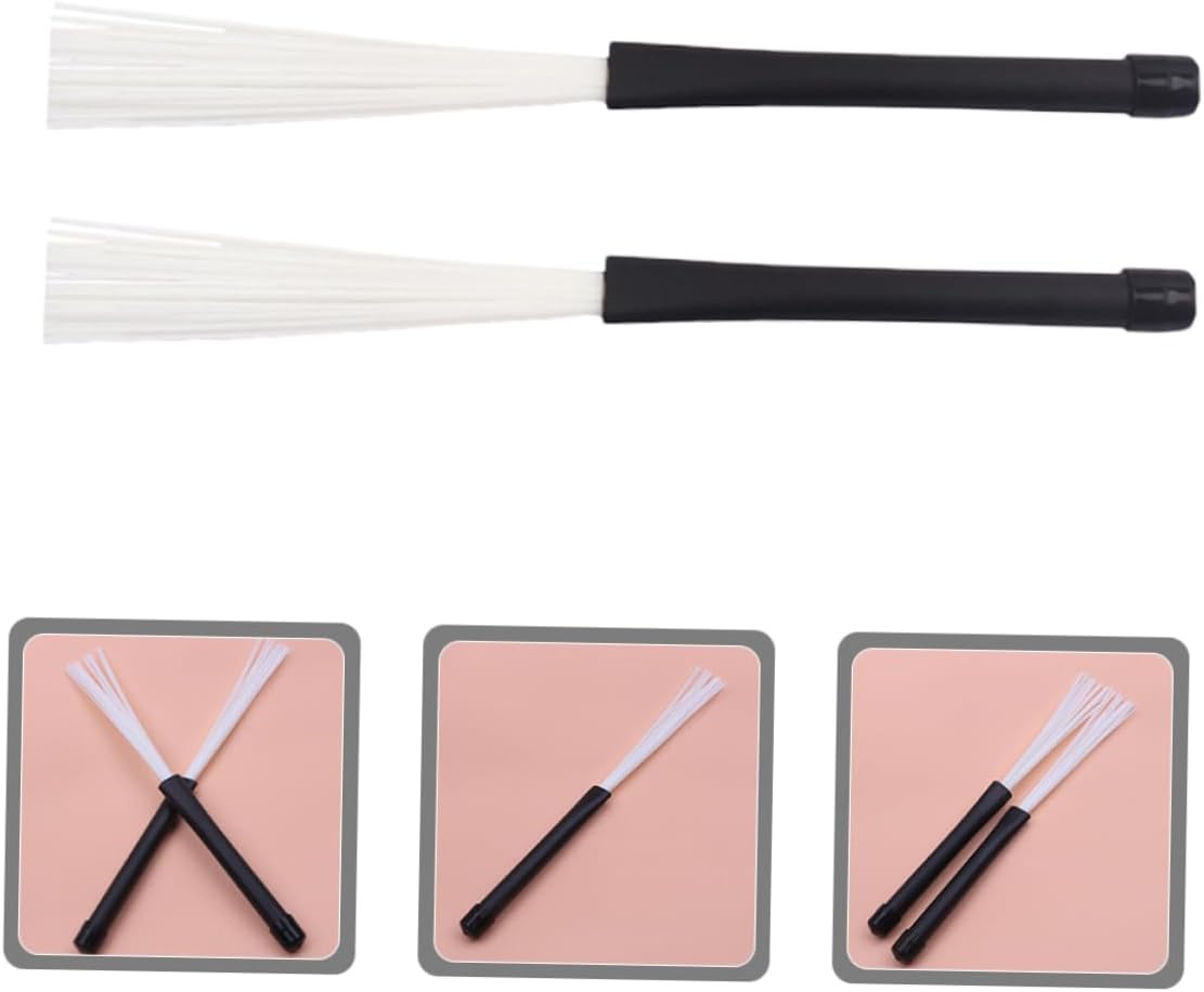 Toyvian 2pcs Nylon Jazz Drum Brushes Percussion Instruments Lightweight and for Unique Sound Effects for Musicians The Go