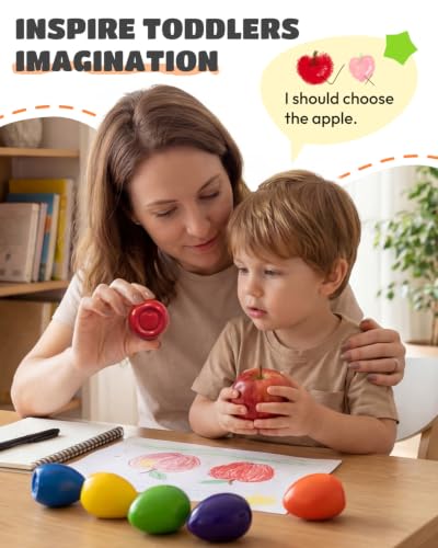 Image of JUPITEARTH Egg Crayons for Toddler 1-3, Non Toxic Jumbo Crayons, 6 Colors
