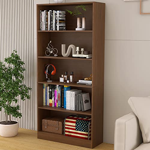 LZ-DONGMAN 5 Shelf Wood Bookcase Freestanding Bookshelf for Home...