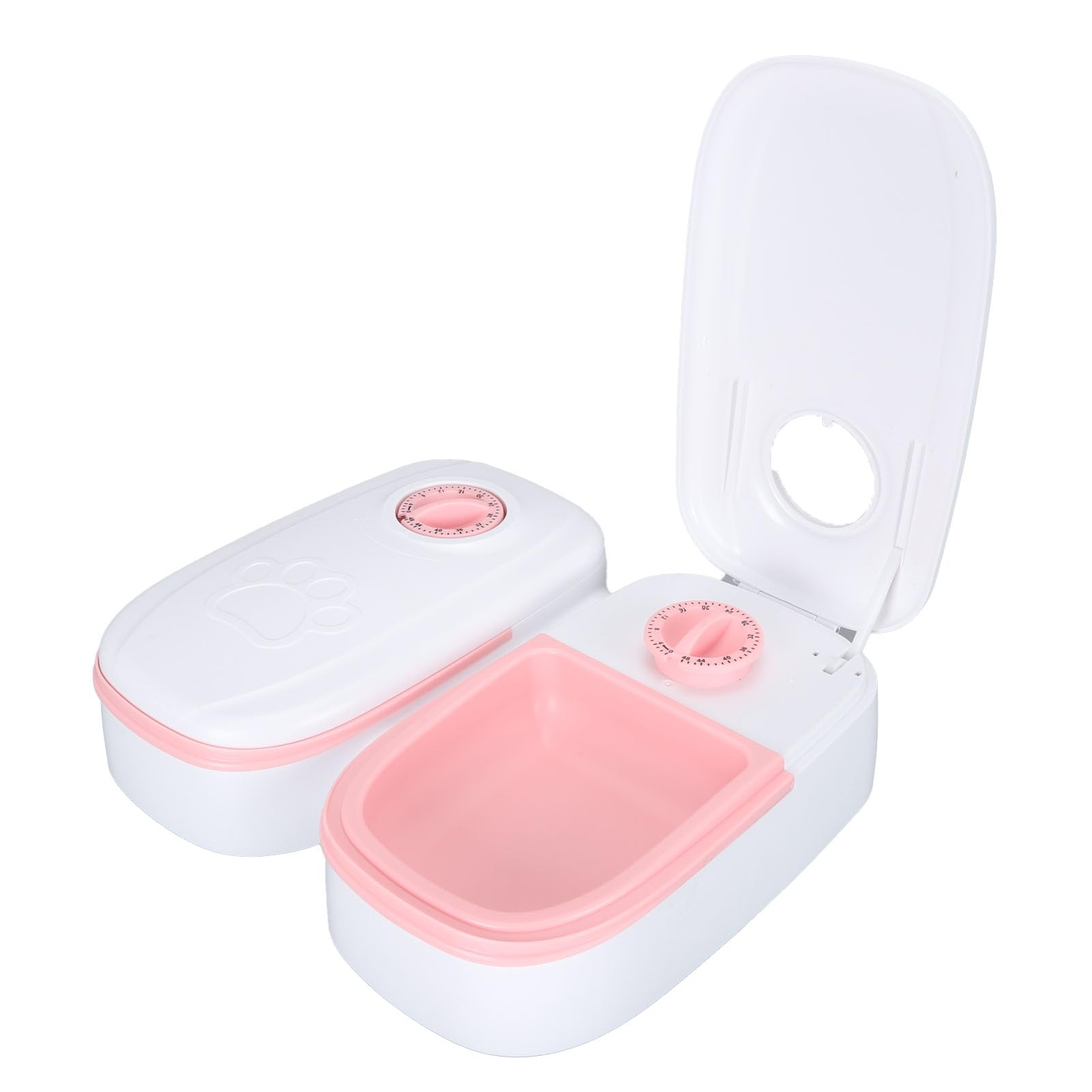 Double Meals Automatic Pet Feeder, Smart Timed, 350ml per Bowl, ABS Material, Ice Pack Space, Removable Design, Anti Slip Pads, for Cats Small Medium Dogs, (Pink) - image 3