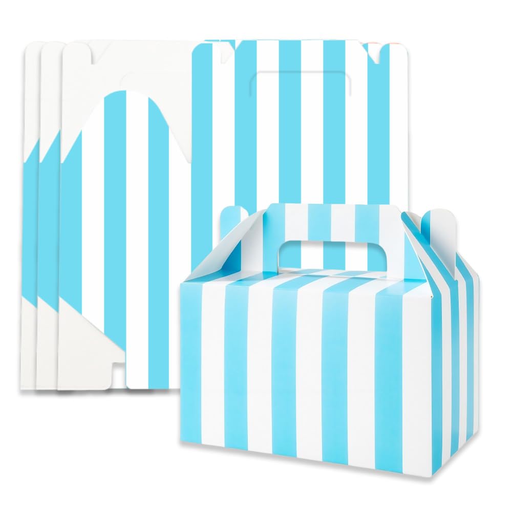 24 Pieces White Blue Gift Box 15x9x9cm Thickened Paper Bridesmaid Proposal Paper Box with Lid DIY Party Gift Boxes Candy Party Favours Birthday Baby Shower Lunch Boxes