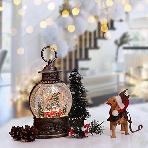 image for HOLYHOM Red Truck Lighted Snow Globe, 10