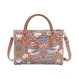 Esta bolsa de viaje para mujer cierra con un cierre doble en la parte superior; contiene un bolso interno con cierre para guardar objetos; tiene una base reforzada con cuatro patas con tachuelas para soporte y tiene un par de resistentes asas de cuero sintético para transportarla.