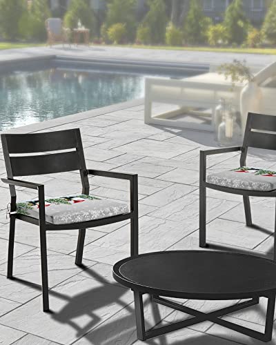 Christmas Gnome Indoor Outdoor Couch Cushion Covers Replacement 2 Pack, Grey Xmas Tree White Winter Snowflake Waterproof Chair Sofa Seat Cover With Ties 22X22X4 #TOP2