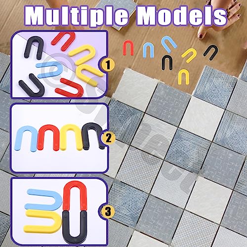 Swpeet 200Pcs 4 Sizes 1/4 Inch, 3/16 Inch, 1/8 Inch, 1/16 Inch Plastic Shims Horseshoe Shims U Shaped Tile Spacers Assortment Kit, Structural Horseshoe U Shaped Tile Plastic Shims for Leveling