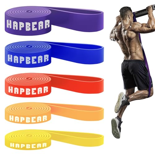 HAPBEAR Pull Up Resistance Bands for Men and Women - 5 Different Levels, Heavy Duty, Long, Pull Up Assist Bands Set for Build Fit Power & Muscle (5-125 LBS) HAPBEAR Pull Up Resistance Bands for Men and Women - 5 Different Levels, Heavy Duty, Long, Pull Up Assist Bands Set for Build Fit Power & Muscle (5-125 LBS)