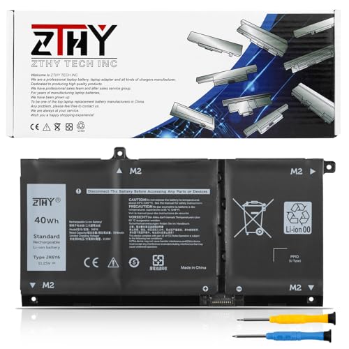 JK6Y6 40Wh Battery Replacement for Dell Latitude 3410 3510 3120 3140 Vostro 5300 5401 5501 Inspiron 5300 5401 5408 5402 5509 5409 5508 5400 5406 7405 7300 7306 7500 2-in-1 Silver P32T P33T P97F P121G