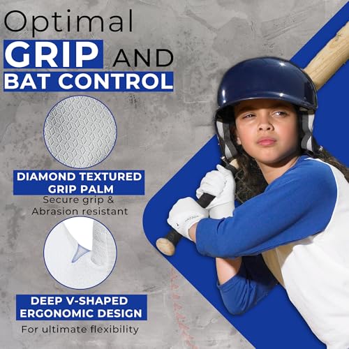 Image of HANDLANDY Baseball Batting Gloves for Adult Youth, Grip Breathable Softball Batting Gloves Fit Men Kids Boys Girls
