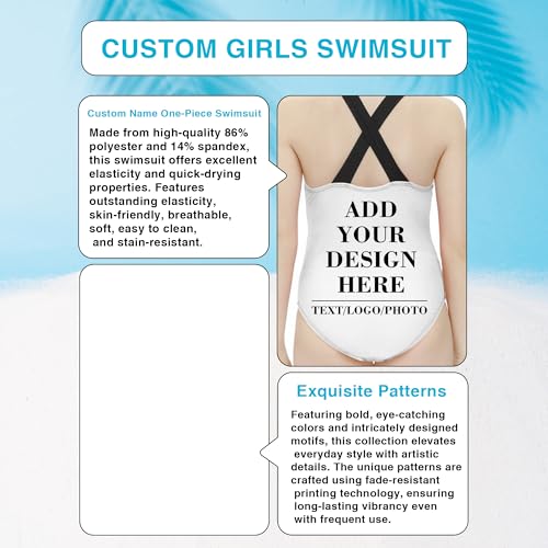 Custom Name Girl Swimwear Personalized Cartoon One Piece Swim Suits with Spaghetti Straps Bathing Suits for Girls 6-14 Year3