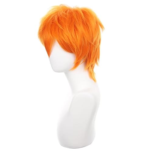Miniatura 3 de COSPLAZA Peluca de cosplay naranja corta puntiaguda esponjosa resistente al calor pelo sintético en capas hombres mujeres Halloween fiesta peluca