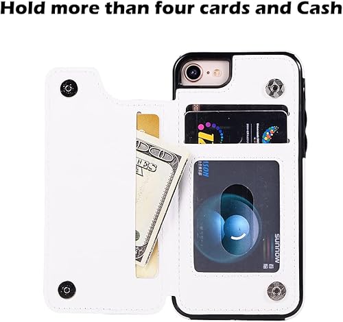 Miniatura 3 de uCOLOR Funda de piel con tapa para iPhone 6, 7, 8, SE 2nd SE 3 (2022) con soporte para tarjetas, diseño de mármol compatible con iPhone 687SE 2ndSE